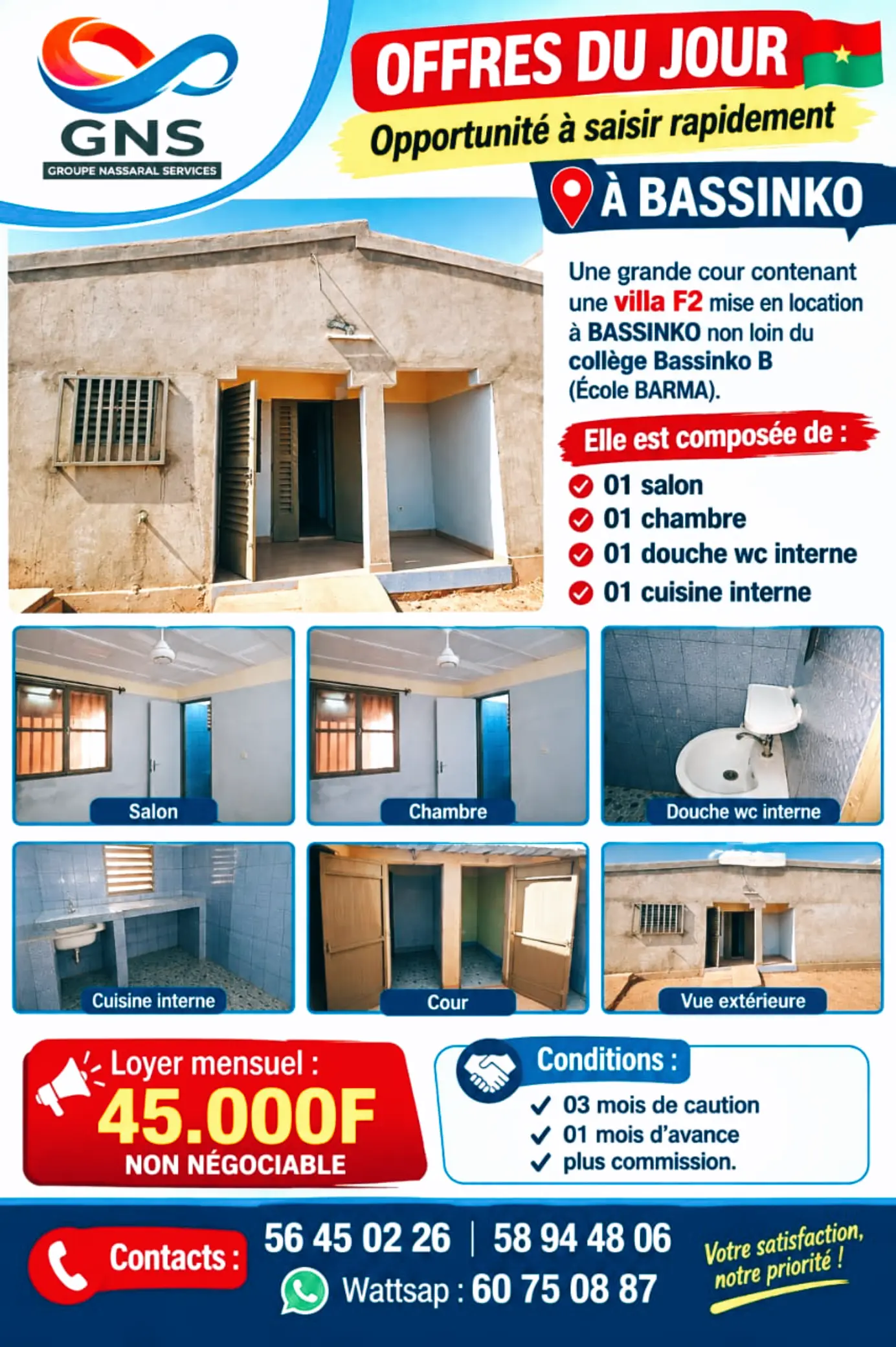 VILLA F2 MISE EN LOCATION À BASSINKO